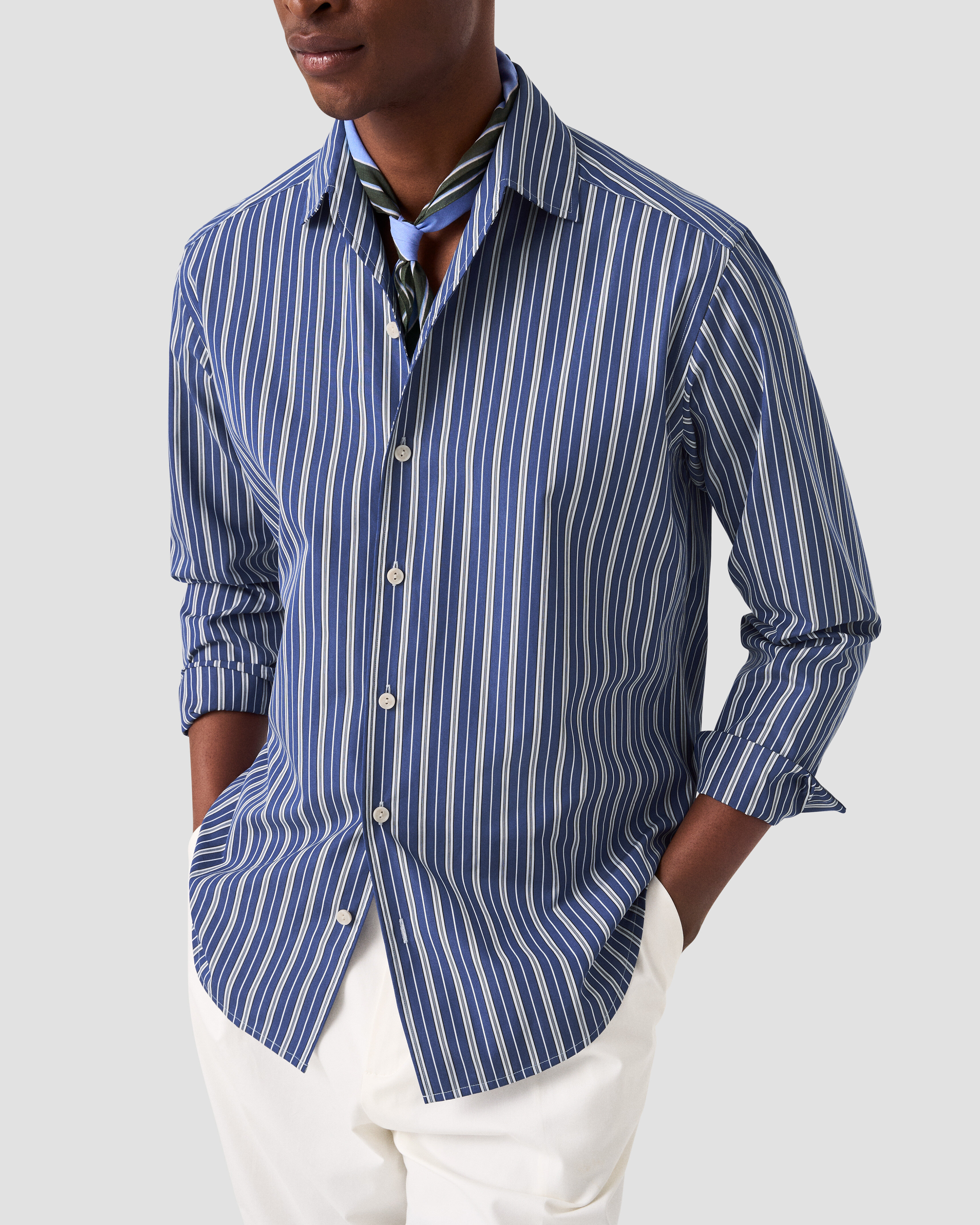 ETON X TRETORN STRIPED ONE PIECE COLLAR SHIRT